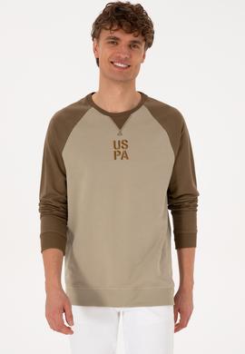 Erkek Bisiklet Yaka Regular Fit Haki İnce Sweatshirt - 50315420047