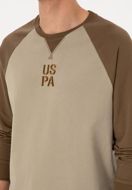 Erkek Bisiklet Yaka Regular Fit Haki İnce Sweatshirt - 50315420047