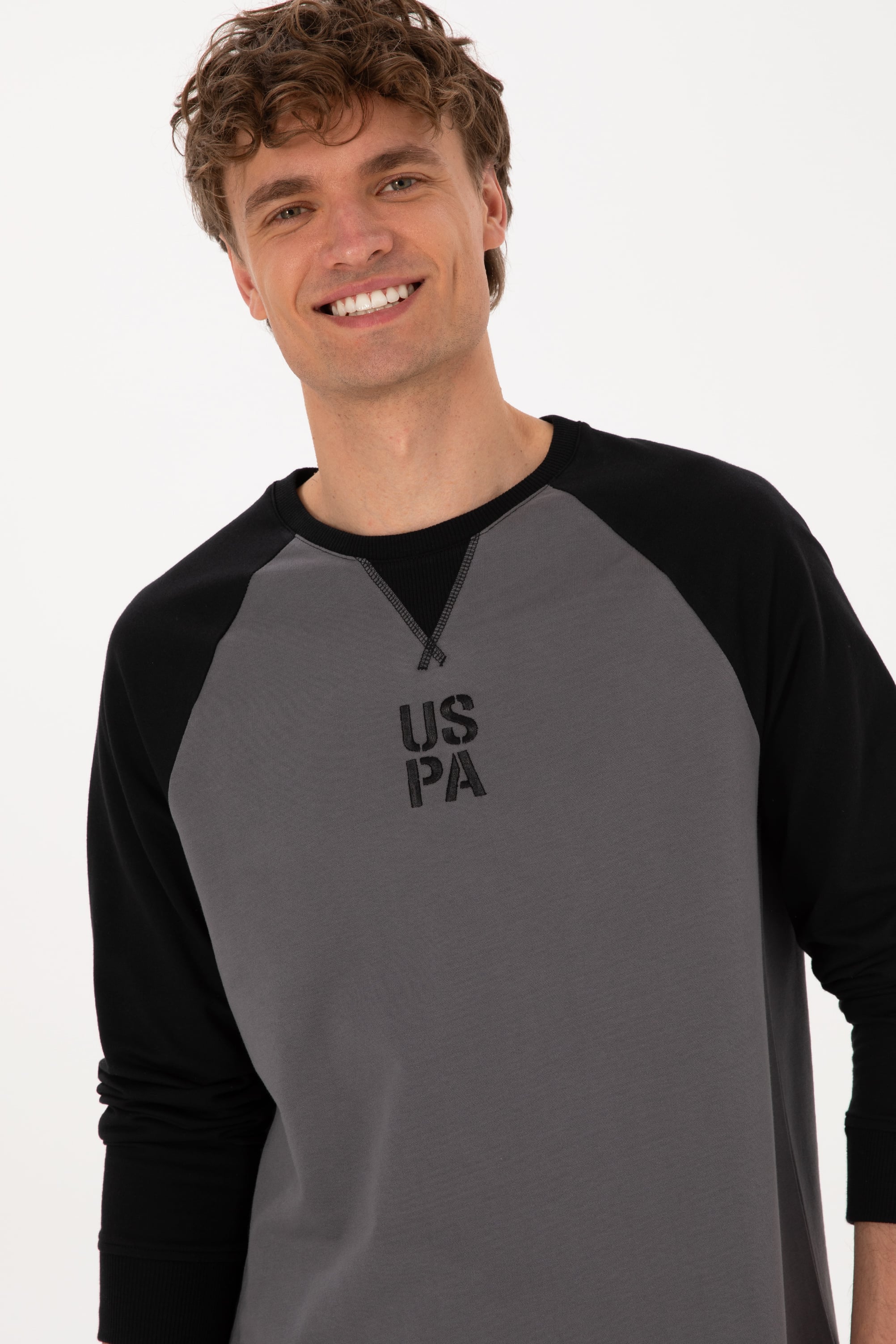 Erkek Bisiklet Yaka Regular Fit Siyah İnce Sweatshirt - Image 2