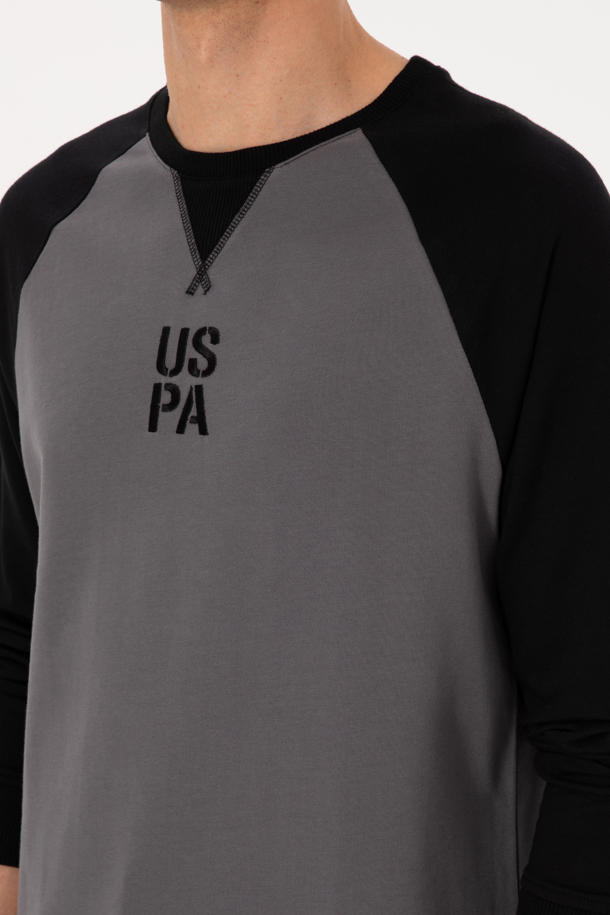 Erkek Bisiklet Yaka Regular Fit Siyah İnce Sweatshirt - Image 7