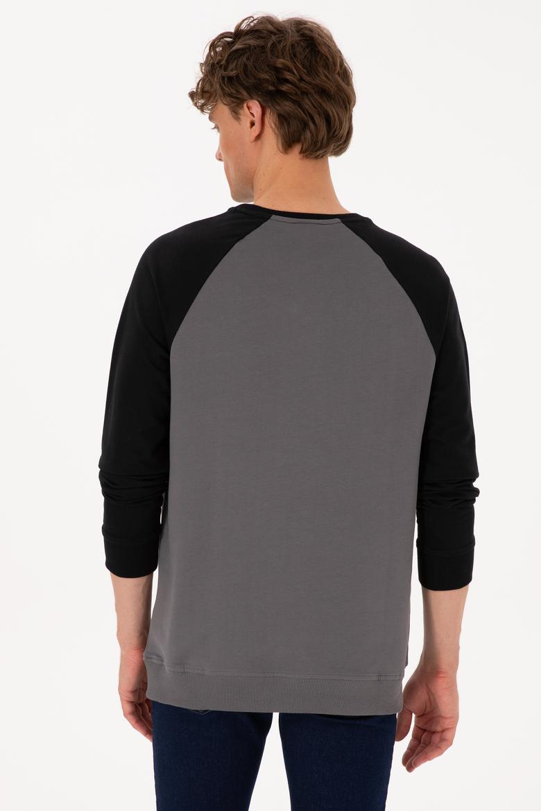 Erkek Bisiklet Yaka Regular Fit Siyah İnce Sweatshirt - 50315420037