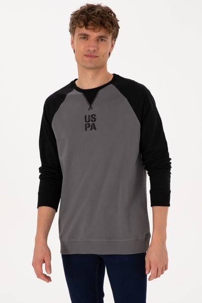 Erkek Bisiklet Yaka Regular Fit Siyah İnce Sweatshirt
