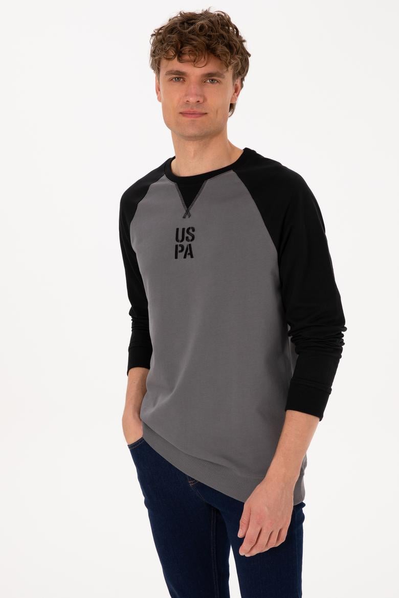 Erkek Bisiklet Yaka Regular Fit Siyah İnce Sweatshirt