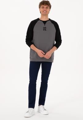 Erkek Bisiklet Yaka Regular Fit Siyah İnce Sweatshirt - 50315420037