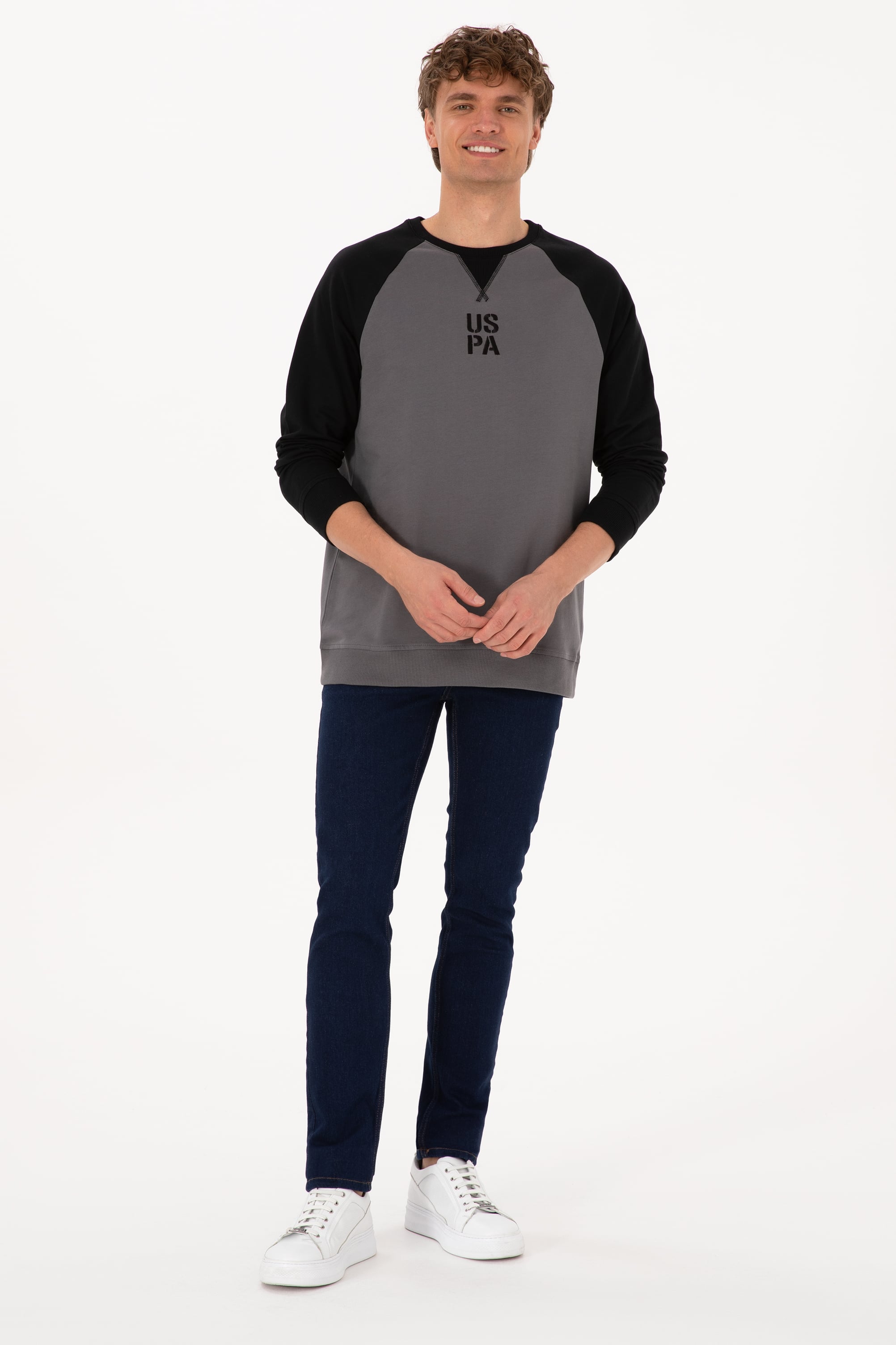 Erkek Bisiklet Yaka Regular Fit Siyah İnce Sweatshirt - Image 4