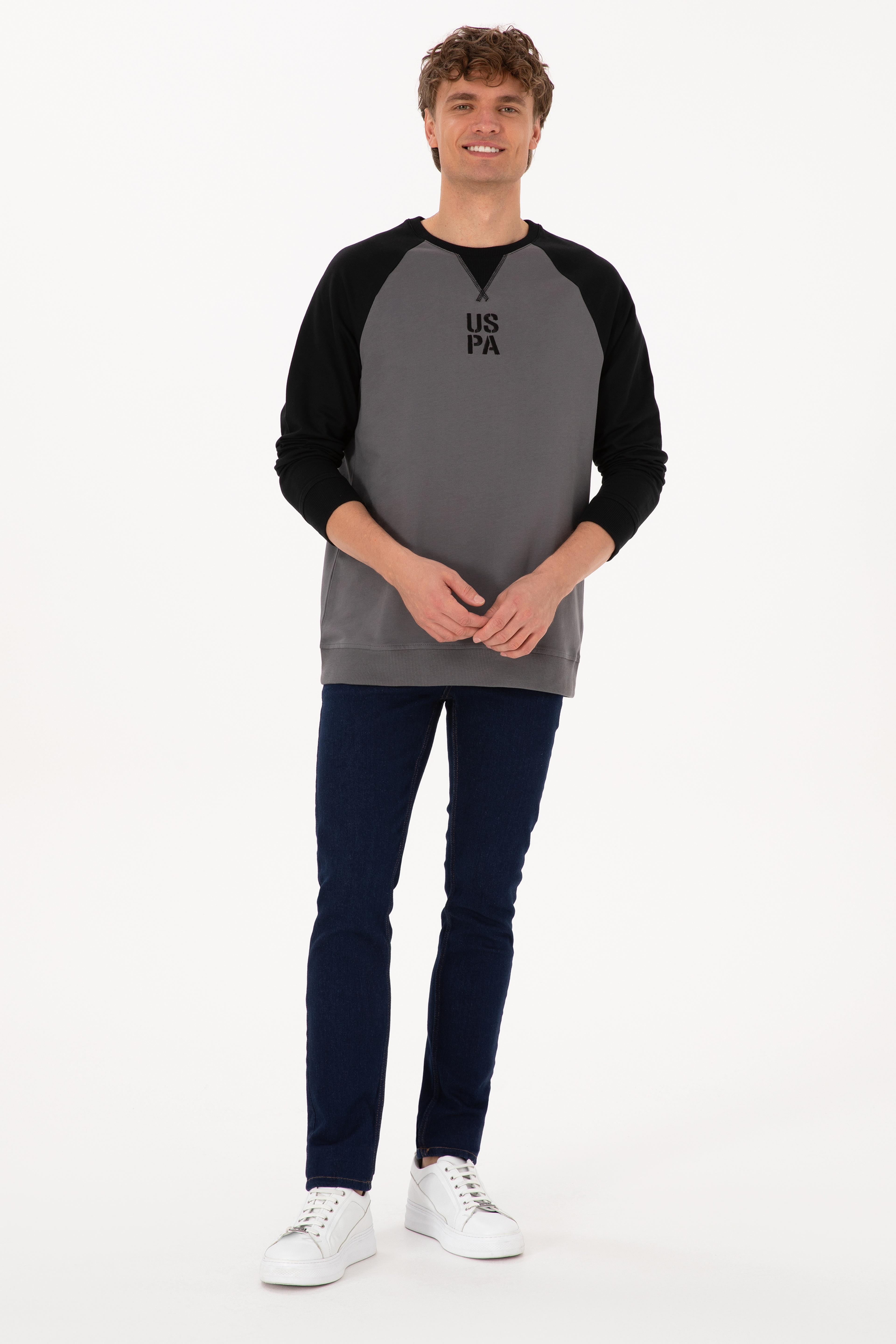 Erkek Bisiklet Yaka Regular Fit Siyah İnce Sweatshirt
