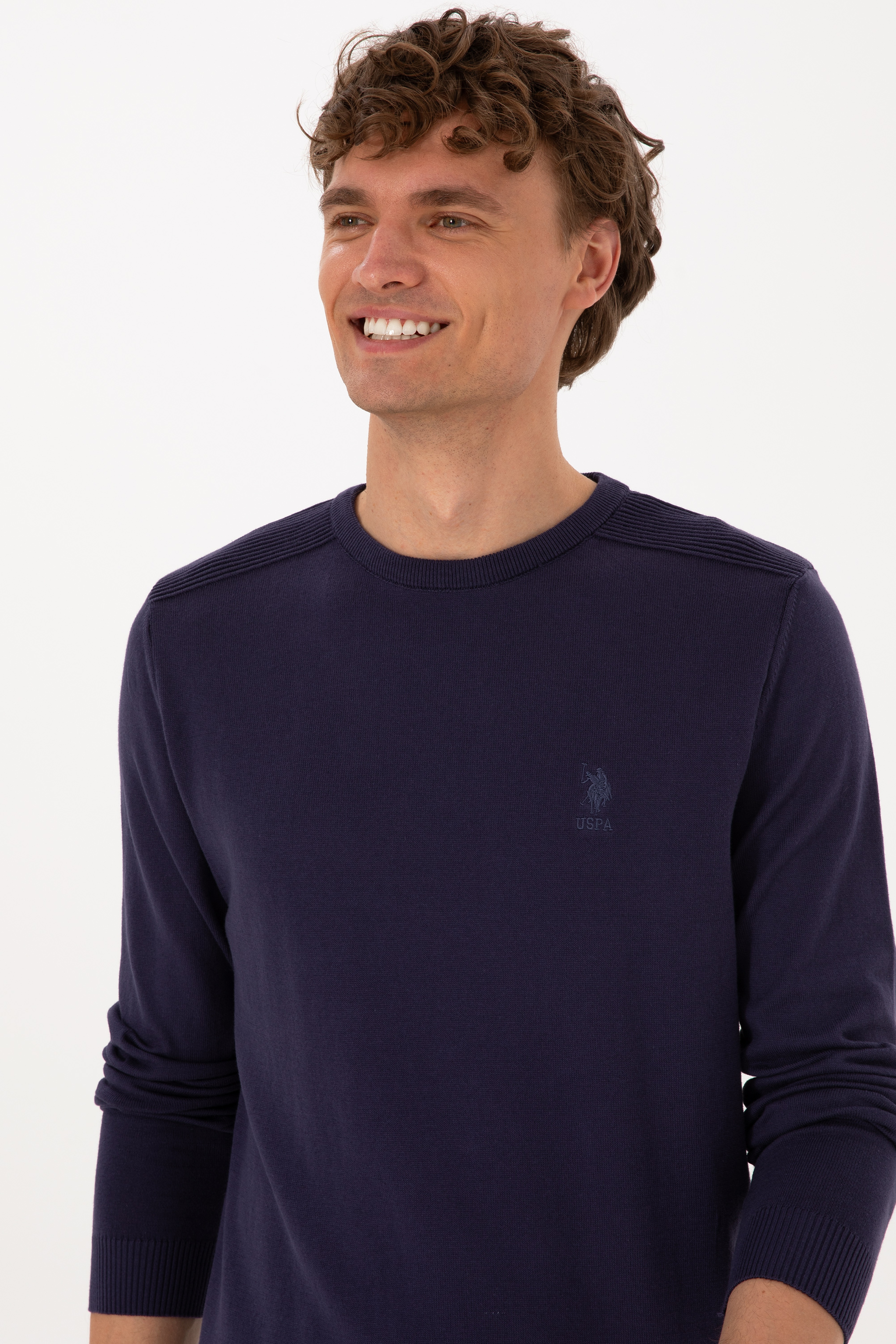 Erkek Slim Fit Bisiklet Yaka Mürdüm Basic Kazak