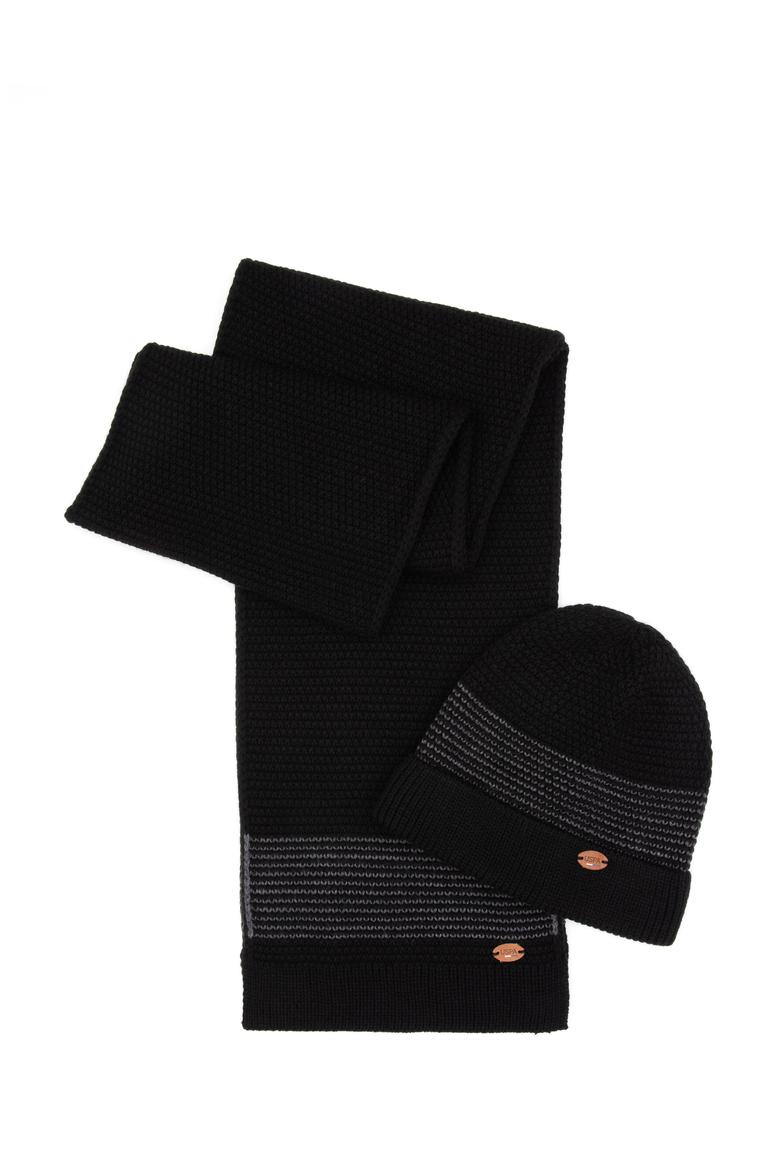 Erkek Siyah Kaşkol Bere Eldiven Takım