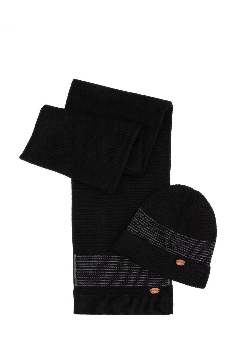 Erkek Siyah Kaşkol Bere Eldiven Takım