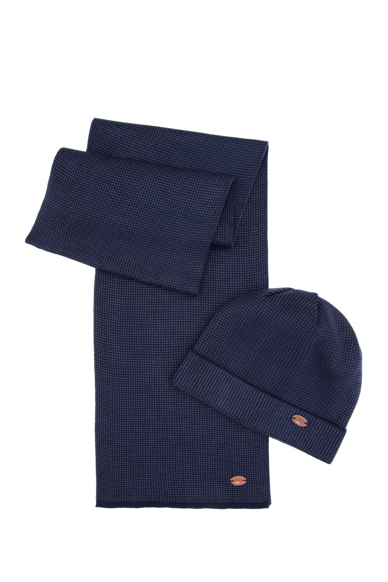 Erkek Lacivert Kaşkol Bere Eldiven Takım