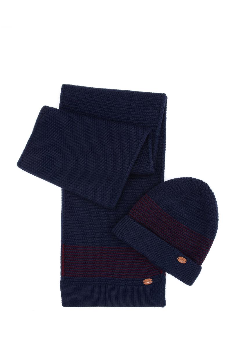 Erkek Lacivert Kaşkol Bere Eldiven Takım