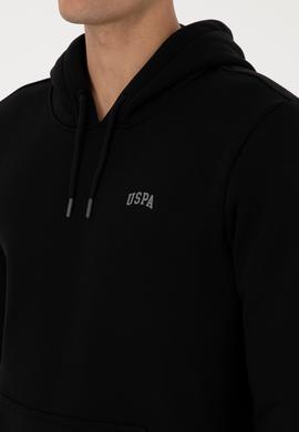 Erkek Regular Fit Kapüşonlu Şardonlu Siyah Basic Sweatshirt - 50315582056