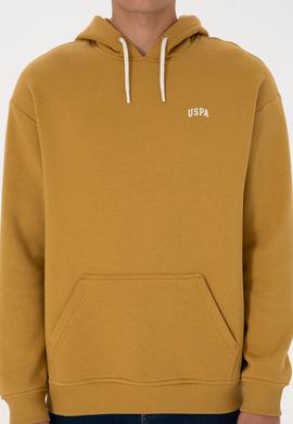 Erkek Oversize Fit Kapüşonlu Şardonlu Hardal Basic Sweatshirt - 50313782206