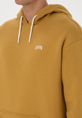 Erkek Oversize Fit Kapüşonlu Şardonlu Hardal Basic Sweatshirt - 50313782206