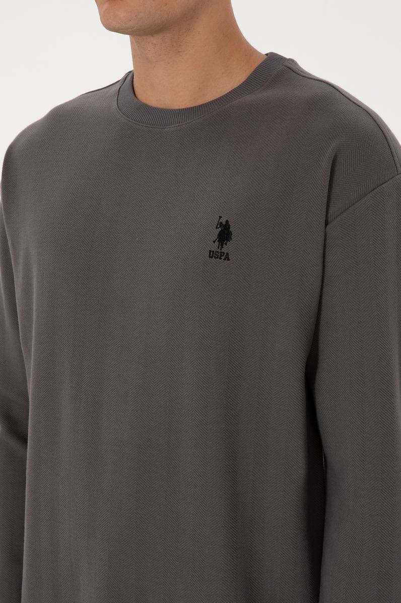 Erkek Comfort Fit Bisiklet Yaka Antrasit Sweatshirt