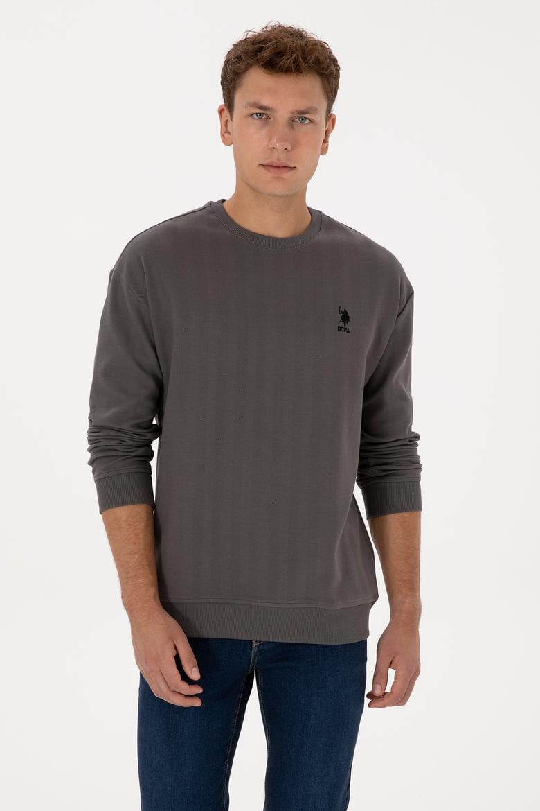 Erkek Comfort Fit Bisiklet Yaka Antrasit Sweatshirt