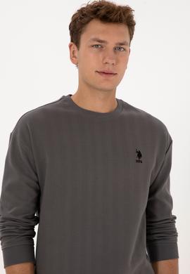 Erkek Comfort Fit Bisiklet Yaka Antrasit Sweatshirt - 50317050019