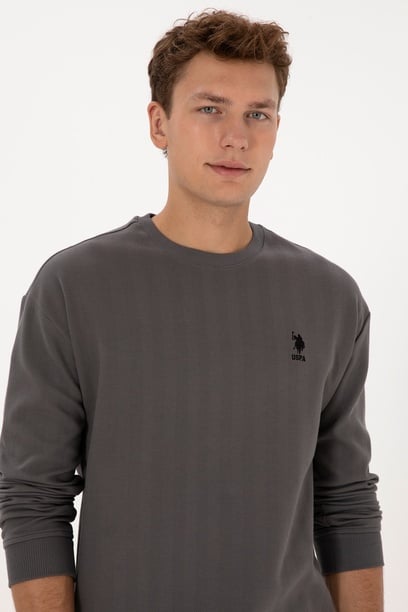 Erkek Comfort Fit Bisiklet Yaka Antrasit Sweatshirt