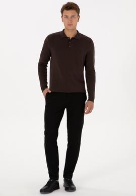 Erkek Koyu Kahverengi Basic Kazak - 50307799032