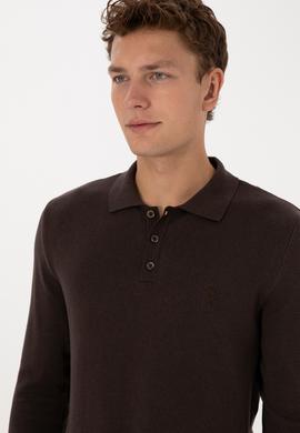 Erkek Koyu Kahverengi Basic Kazak - 50307799032