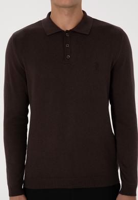 Erkek Koyu Kahverengi Basic Kazak - 50307799032