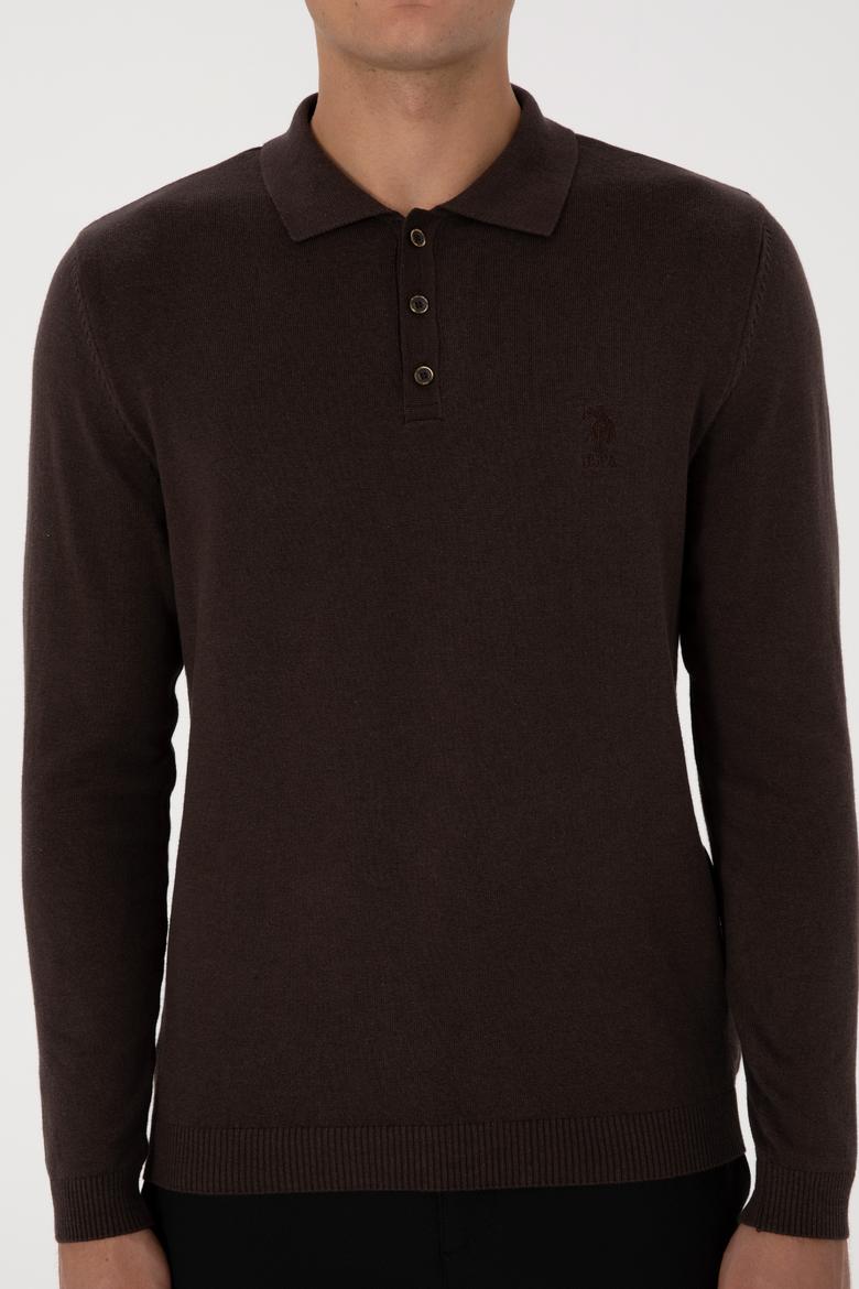 Erkek Koyu Kahverengi Basic Kazak - 50307799032