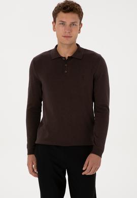 Erkek Koyu Kahverengi Basic Kazak - 50307799032