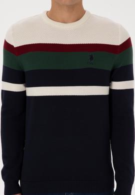 Erkek Slim Fit Bisiklet Yaka Lacivert Kazak - 50308234005