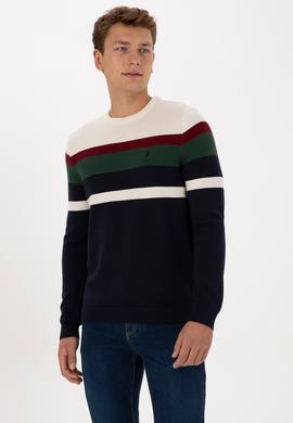 Erkek Slim Fit Bisiklet Yaka Lacivert Kazak - 50308234005