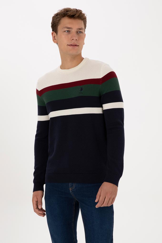 Erkek Slim Fit Bisiklet Yaka Lacivert Kazak