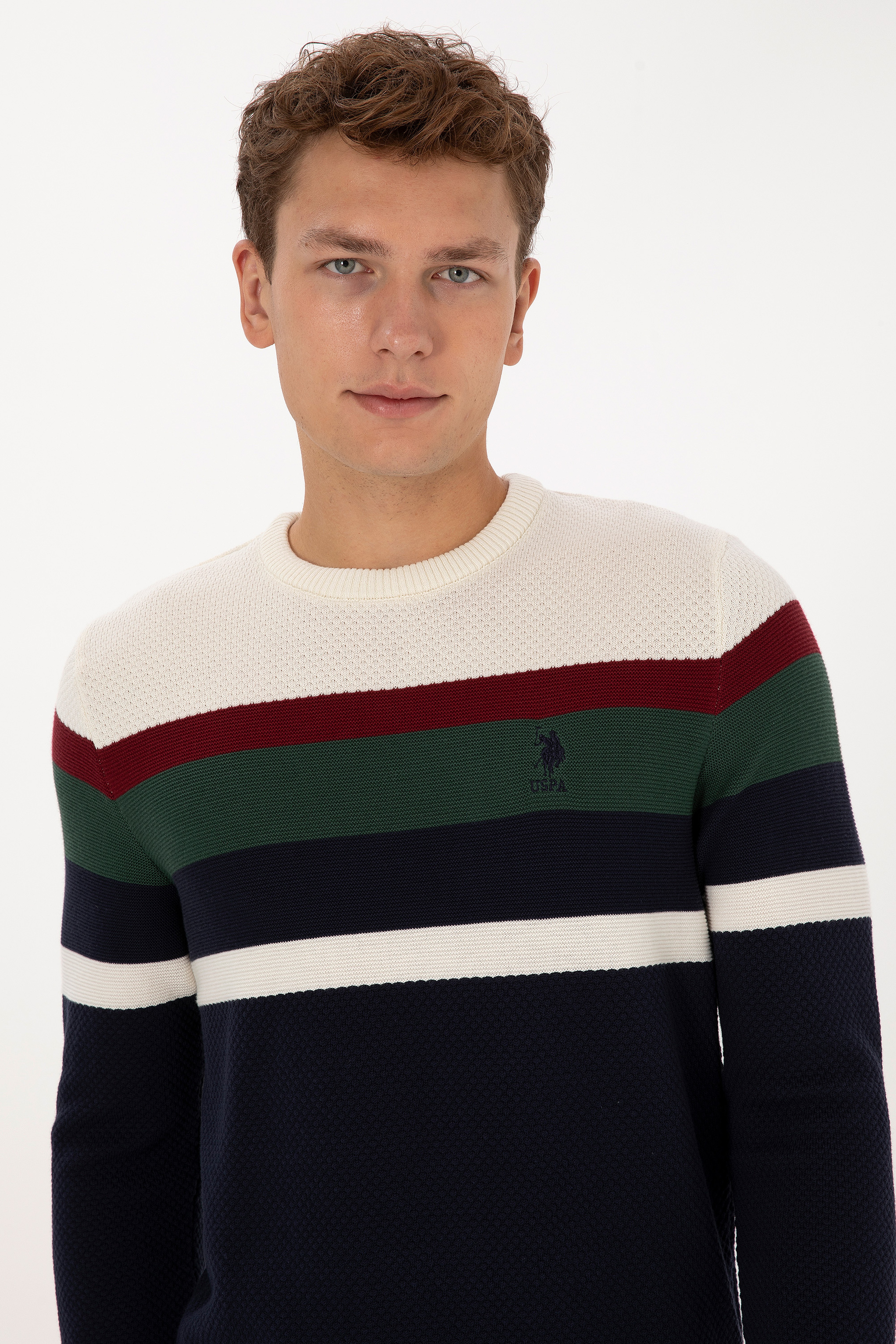Erkek Slim Fit Bisiklet Yaka Lacivert Kazak - Image 2