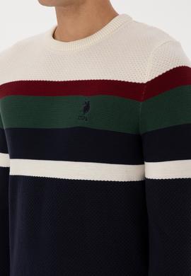 Erkek Slim Fit Bisiklet Yaka Lacivert Kazak - 50308234005