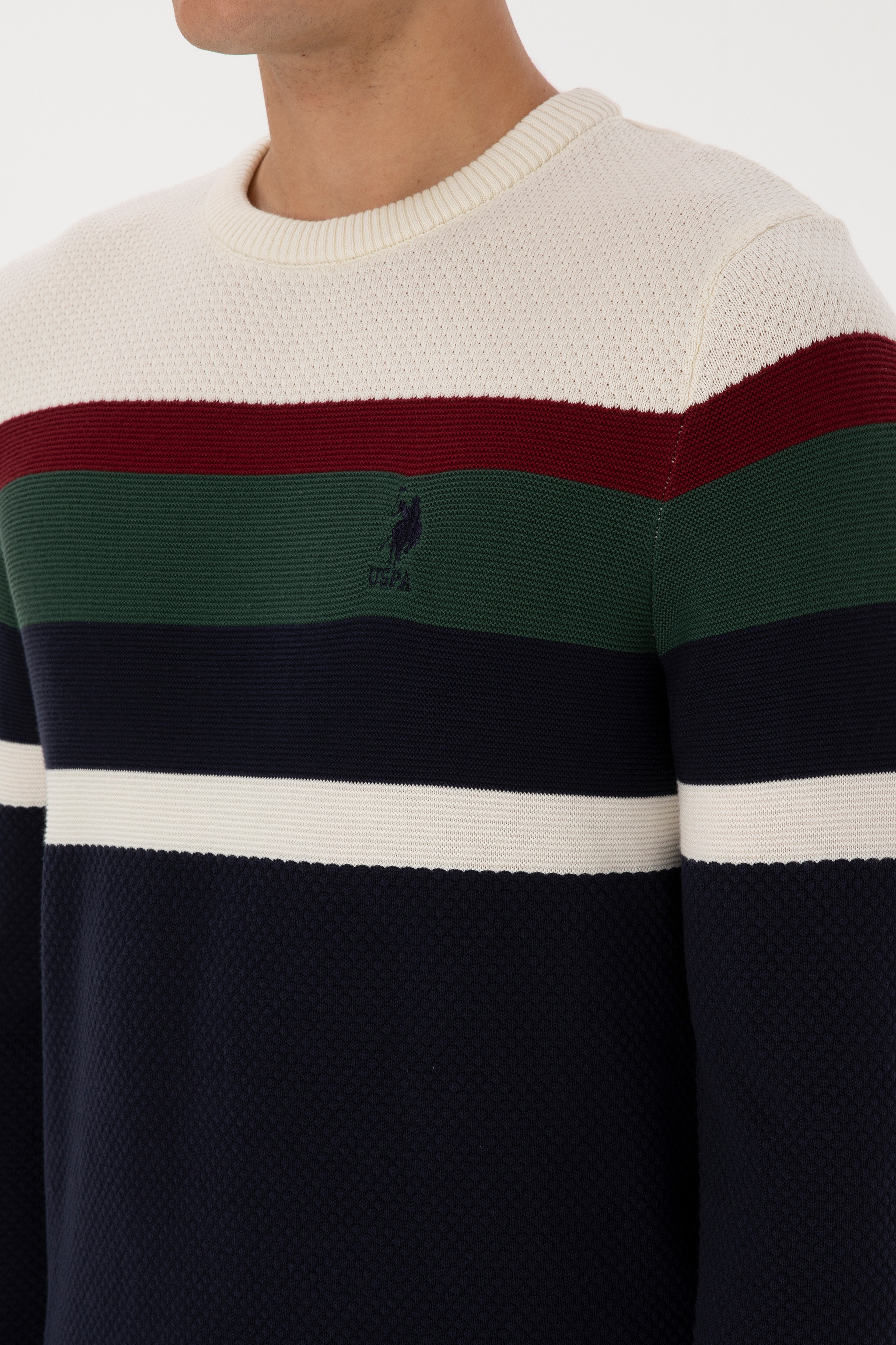 Erkek Slim Fit Bisiklet Yaka Lacivert Kazak - Image 7