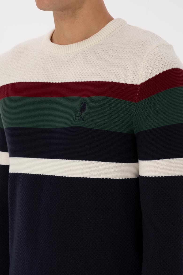 Erkek Slim Fit Bisiklet Yaka Lacivert Kazak - 50308234005