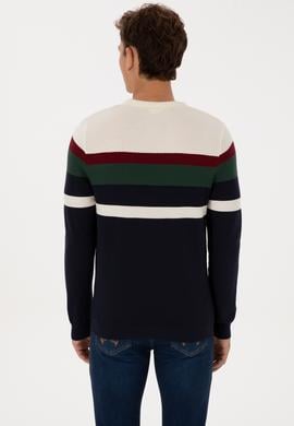 Erkek Slim Fit Bisiklet Yaka Lacivert Kazak - 50308234005