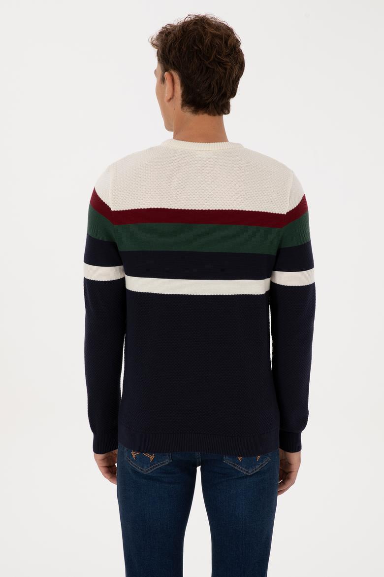 Erkek Slim Fit Bisiklet Yaka Lacivert Kazak - 50308234005