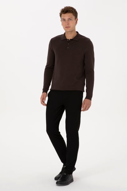 Erkek Siyah Jogger Fit Kanvas / Chino Pantolon