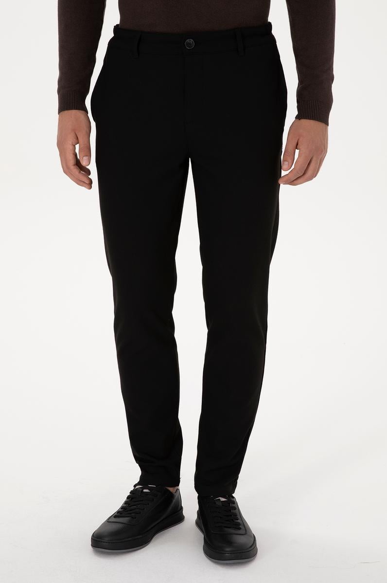 Erkek Siyah Jogger Fit Kanvas / Chino Pantolon