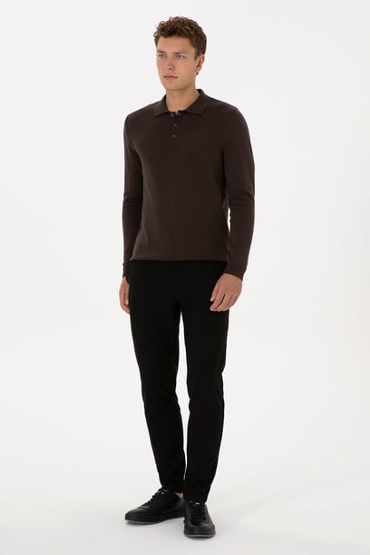 Erkek Siyah Jogger Fit Kanvas / Chino Pantolon