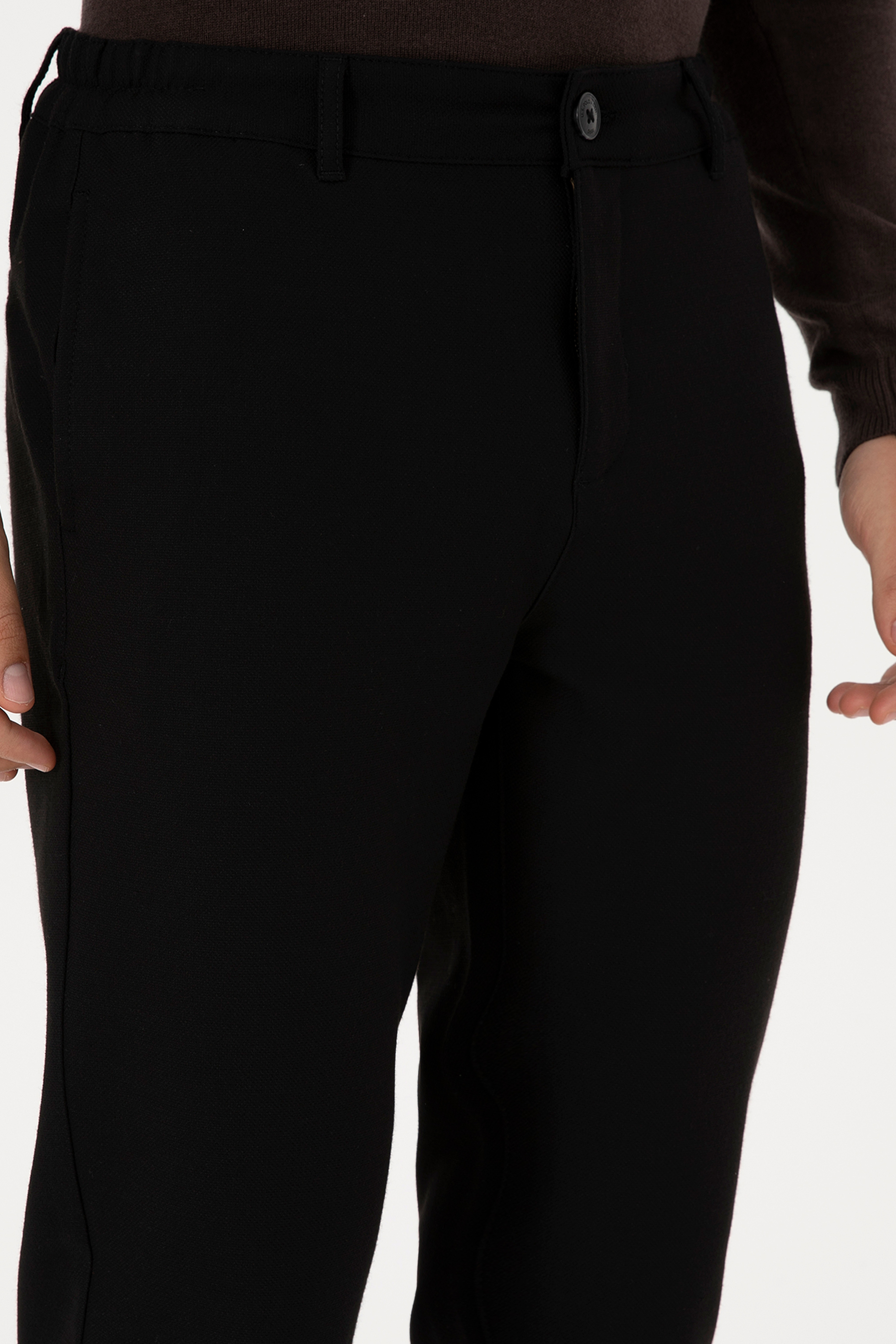 Erkek Siyah Jogger Fit Kanvas / Chino Pantolon