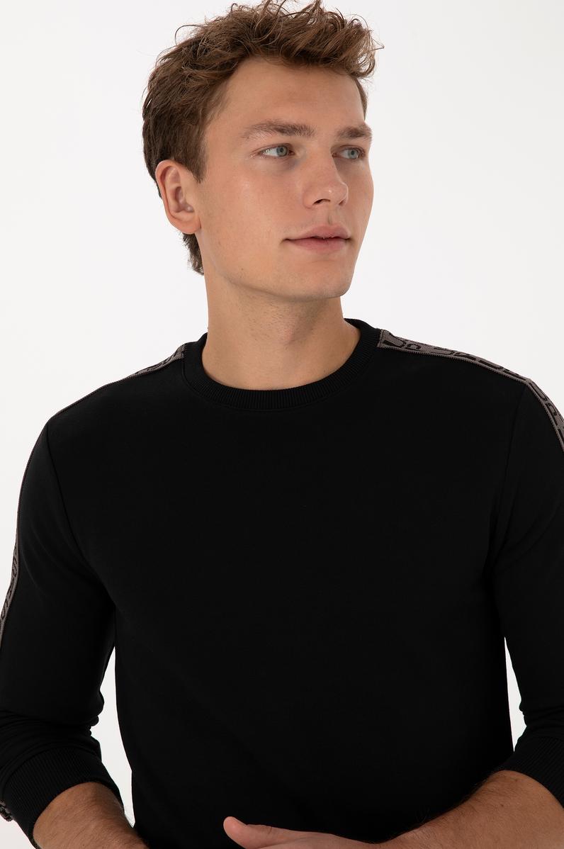 Erkek Regular Fit Bisiklet Yaka Siyah Sweatshirt