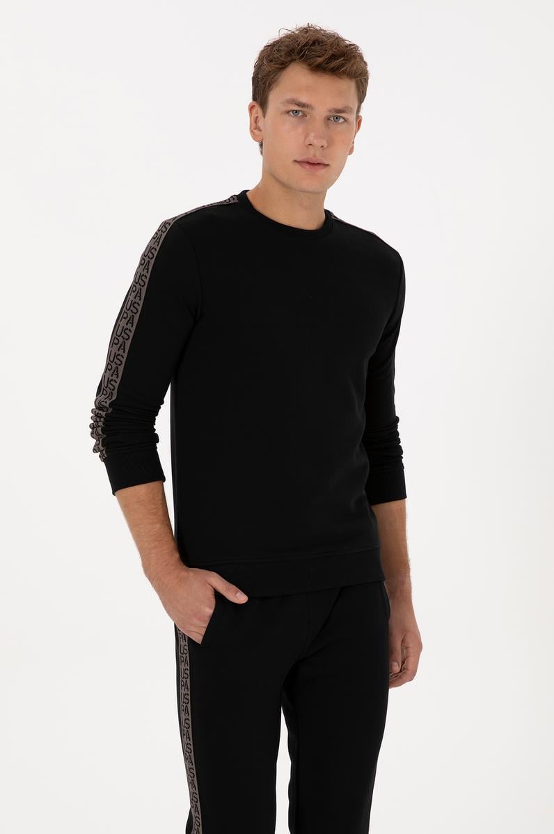 Erkek Regular Fit Bisiklet Yaka Siyah Sweatshirt