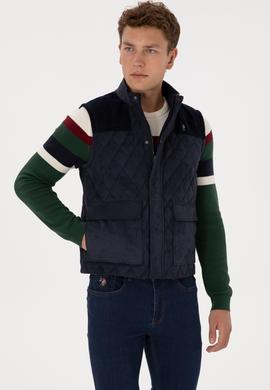 Erkek Lacivert Deri Yelek - 50317322003