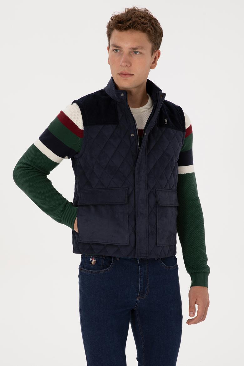 Erkek Lacivert Deri Yelek - 50317322003