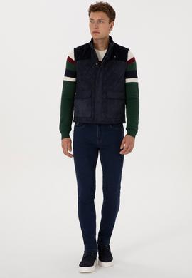 Erkek Lacivert Deri Yelek - 50317322003