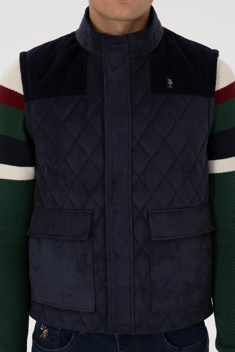 Erkek Lacivert Deri Yelek - 50317322003