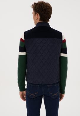 Erkek Lacivert Deri Yelek - 50317322003