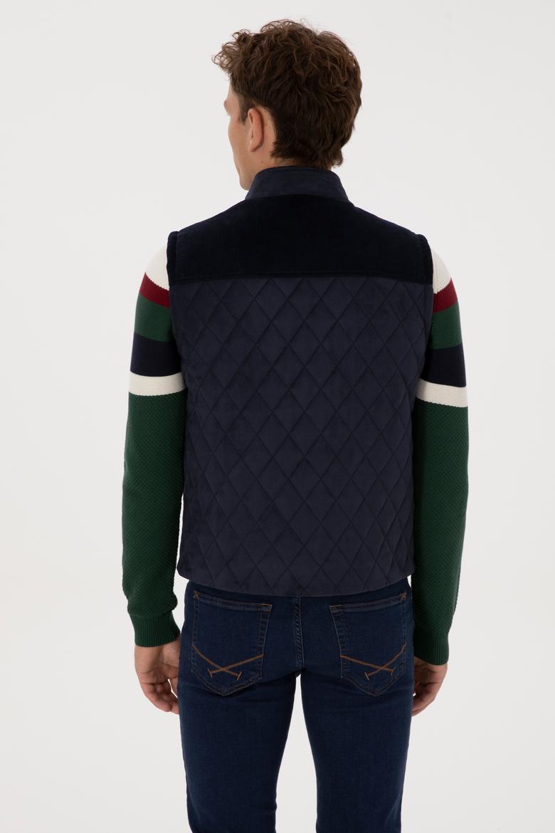 Erkek Lacivert Deri Yelek - 50317322003