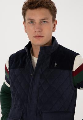 Erkek Lacivert Deri Yelek - 50317322003