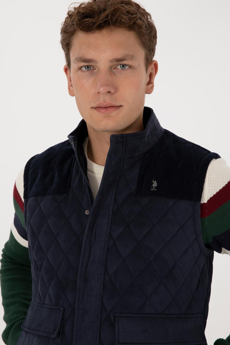 Erkek Lacivert Deri Yelek - 50317322003